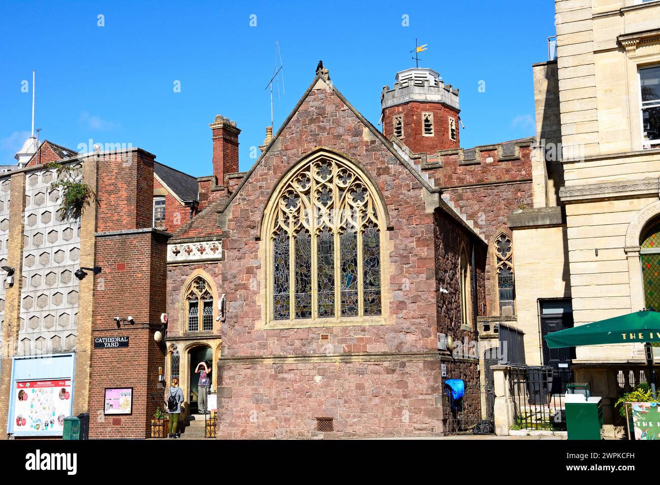 View of St Pentrock church along Cathedral Yard, Exeter, Devon, UK, Europe. Stock Photo