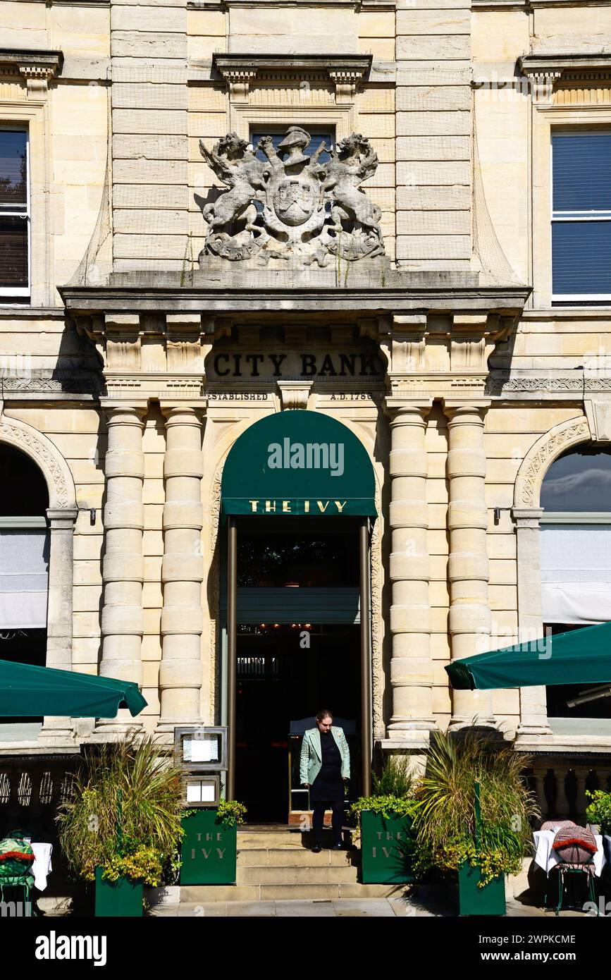 Front view of The Ivy Bistro along Cathedral Yard in the city centre, Exeter, Devon, UK, Europe. Stock Photo