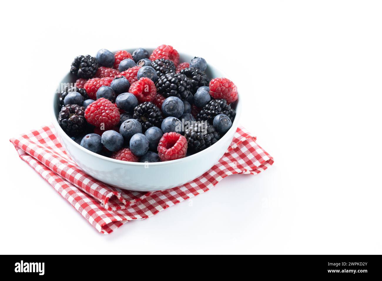 Fresh assortment berries isolated on white background Stock Photo