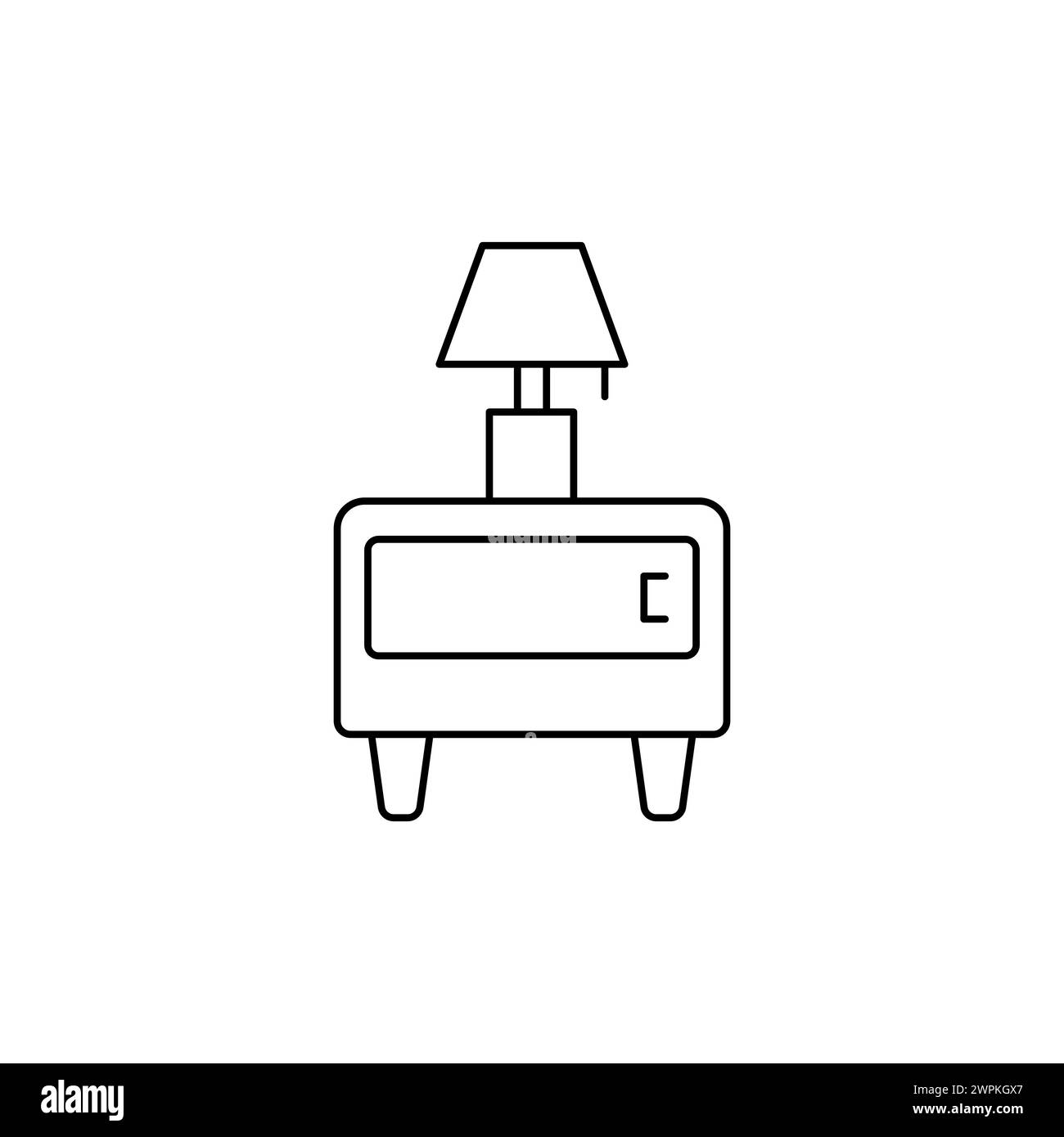 Bedside table linear icon. Outline of the bedside table. Simple home