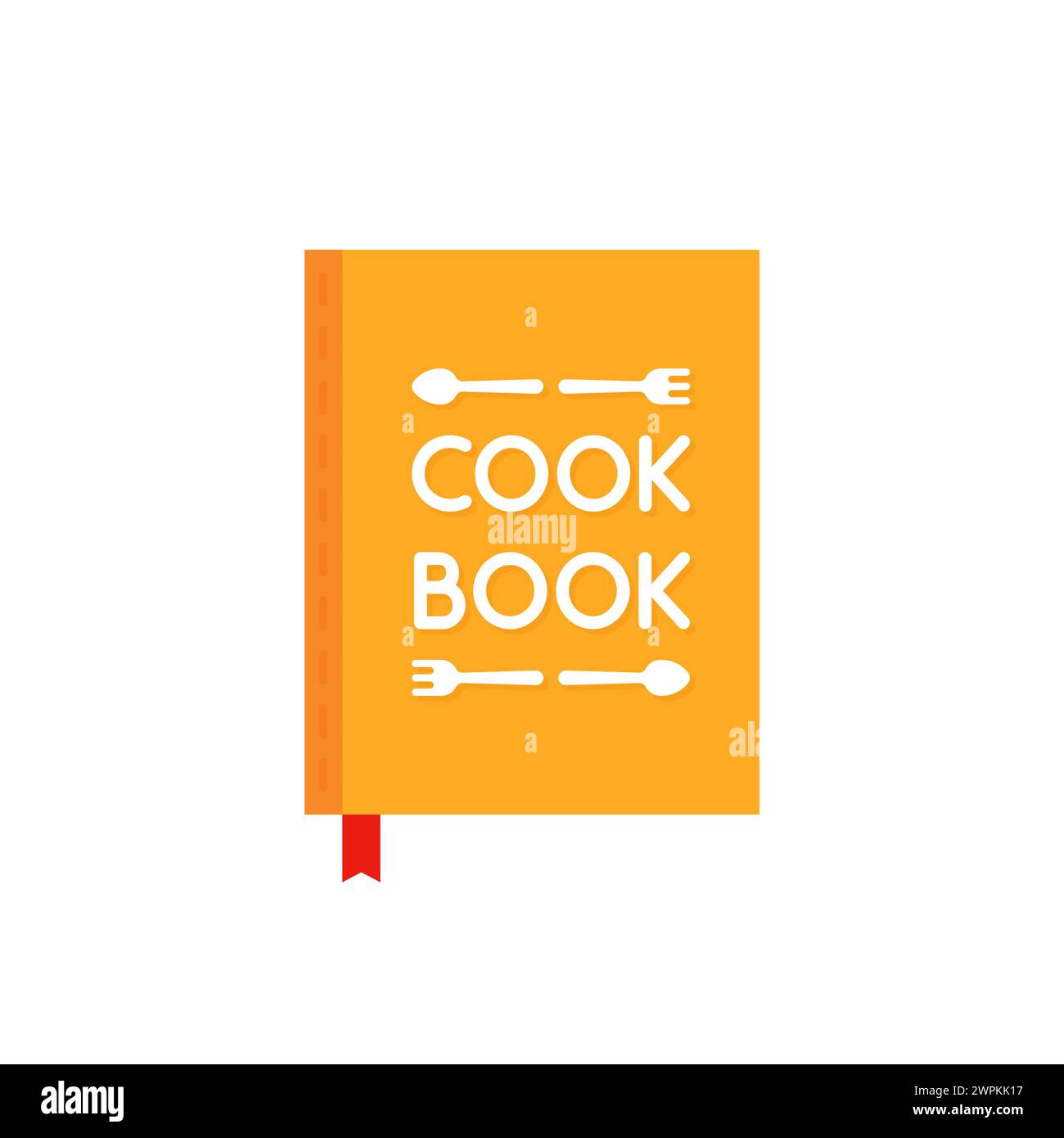 yellow cook book with red bookmark Stock Vector