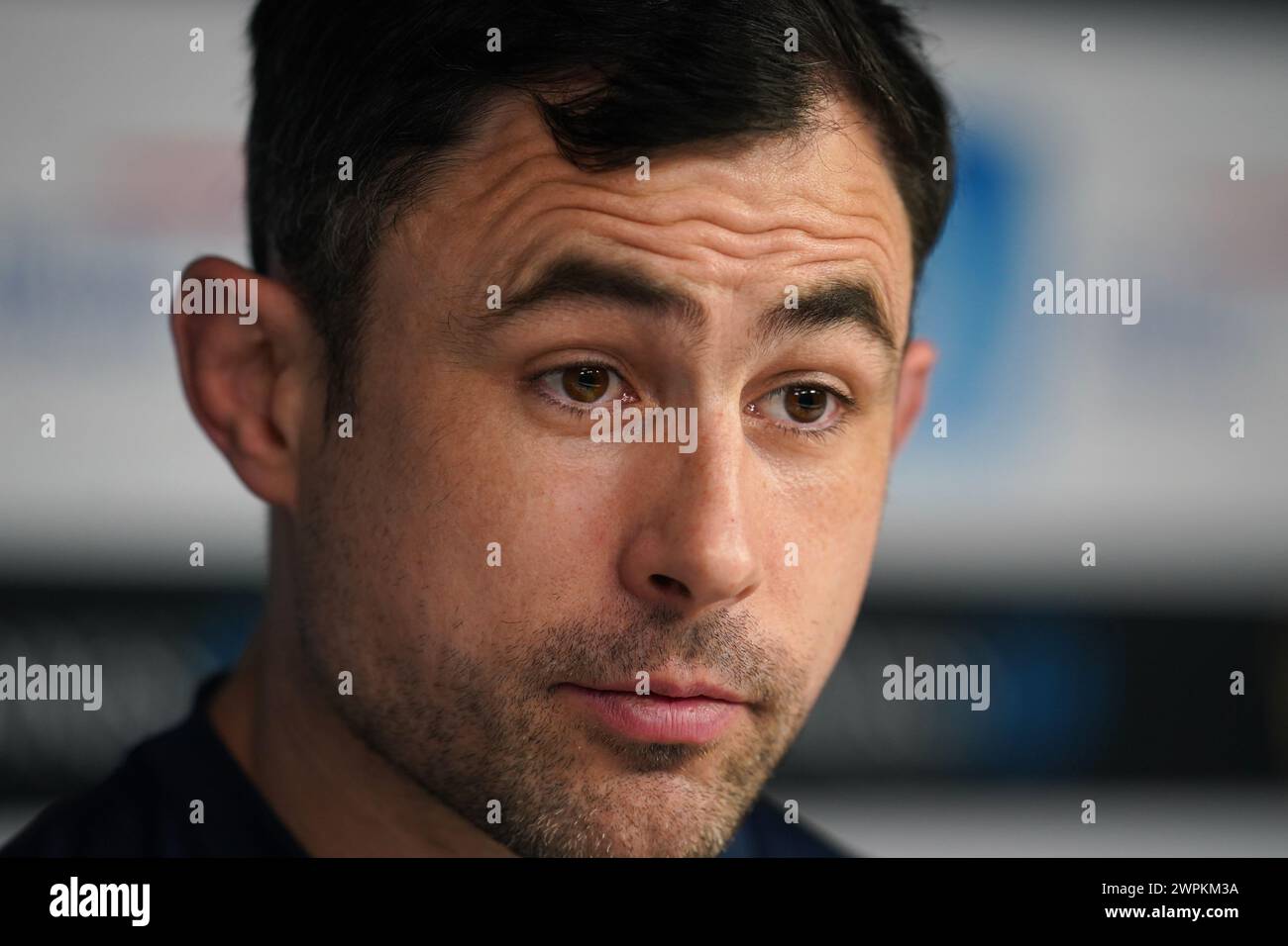 England defence coach Felix Jones during a press conference at Twickenham Stadium, London. Picture date: Friday March 8, 2024. Stock Photo