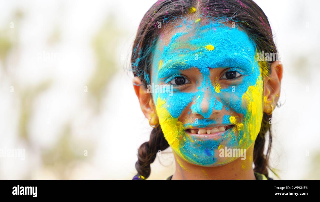 Indian Child Color Hand Happy Cute Smiling little Indian kids showing their colourful hands or ...