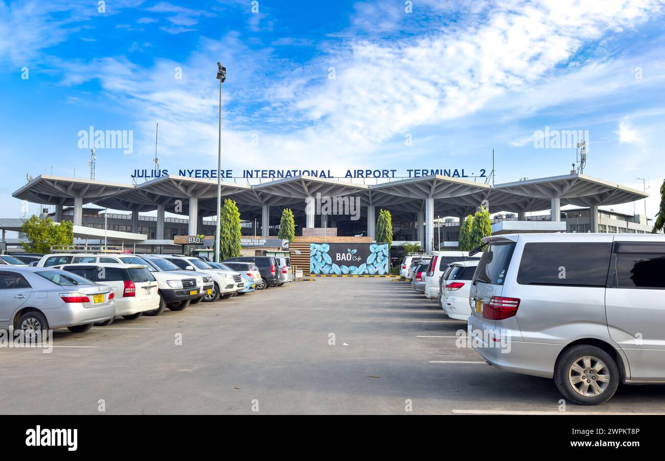 Julius Nyerere International Airport Terminal 2 seen from the car park, Dar es Salaam, Tanzania Stock Photo