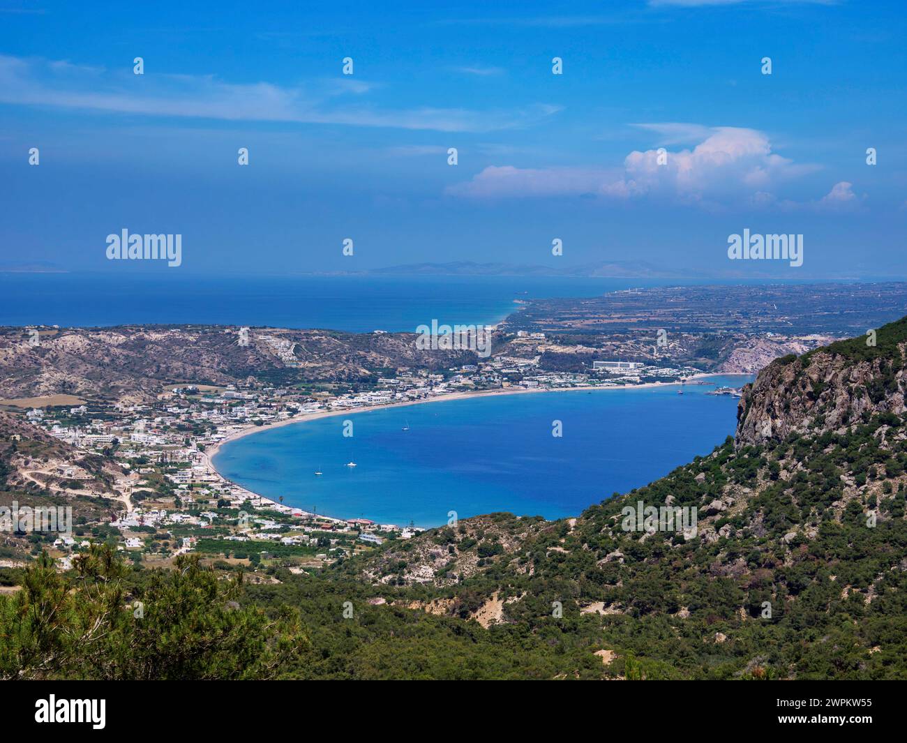 Kamari Bay, elevated view, Kefalos, Kos Island, Dodecanese, Greek Islands, Greece, Europe Copyright: KarolxKozlowski 1245-3085 Stock Photo