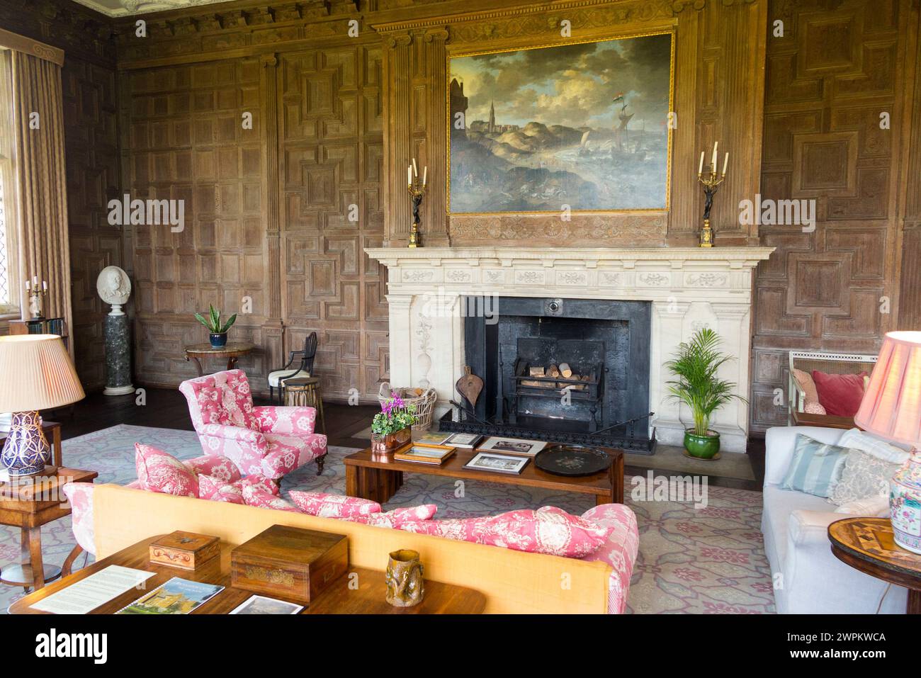 Oak Room. Panelled drawing sitting room; wood panelling walls ...