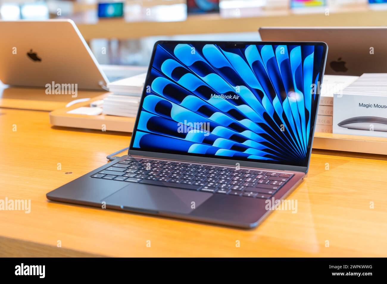 Dark Macbook Air, Apple store. Thailand, Bangkok 24 February 2024 Stock Photo