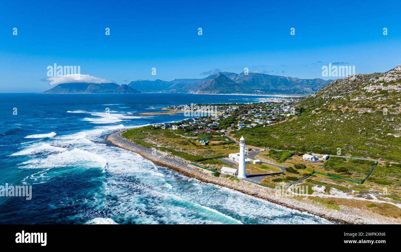 Aerial of Slangkop Lighthouse, Cape Town, Cape Peninsula, South Africa, Africa Stock Photo