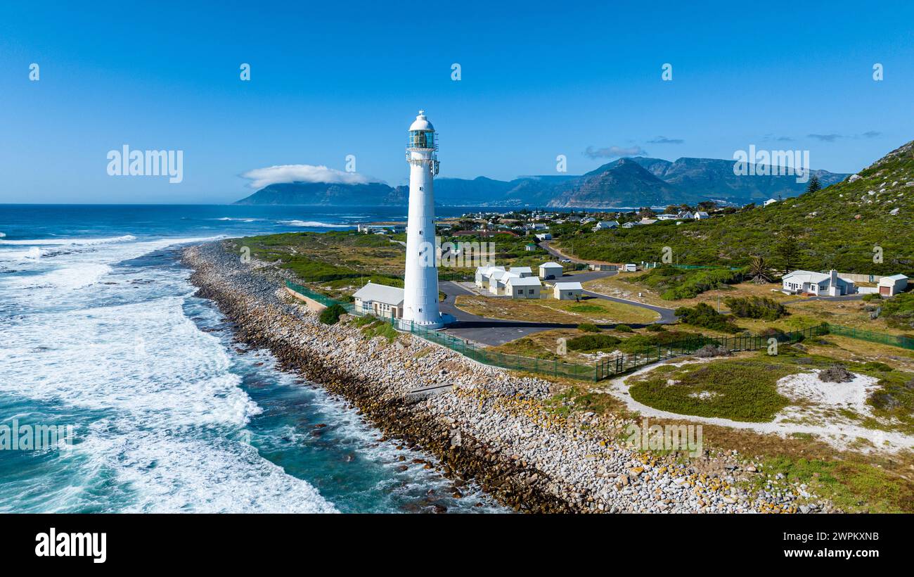 Aerial of Slangkop Lighthouse, Cape Town, Cape Peninsula, South Africa, Africa Stock Photo