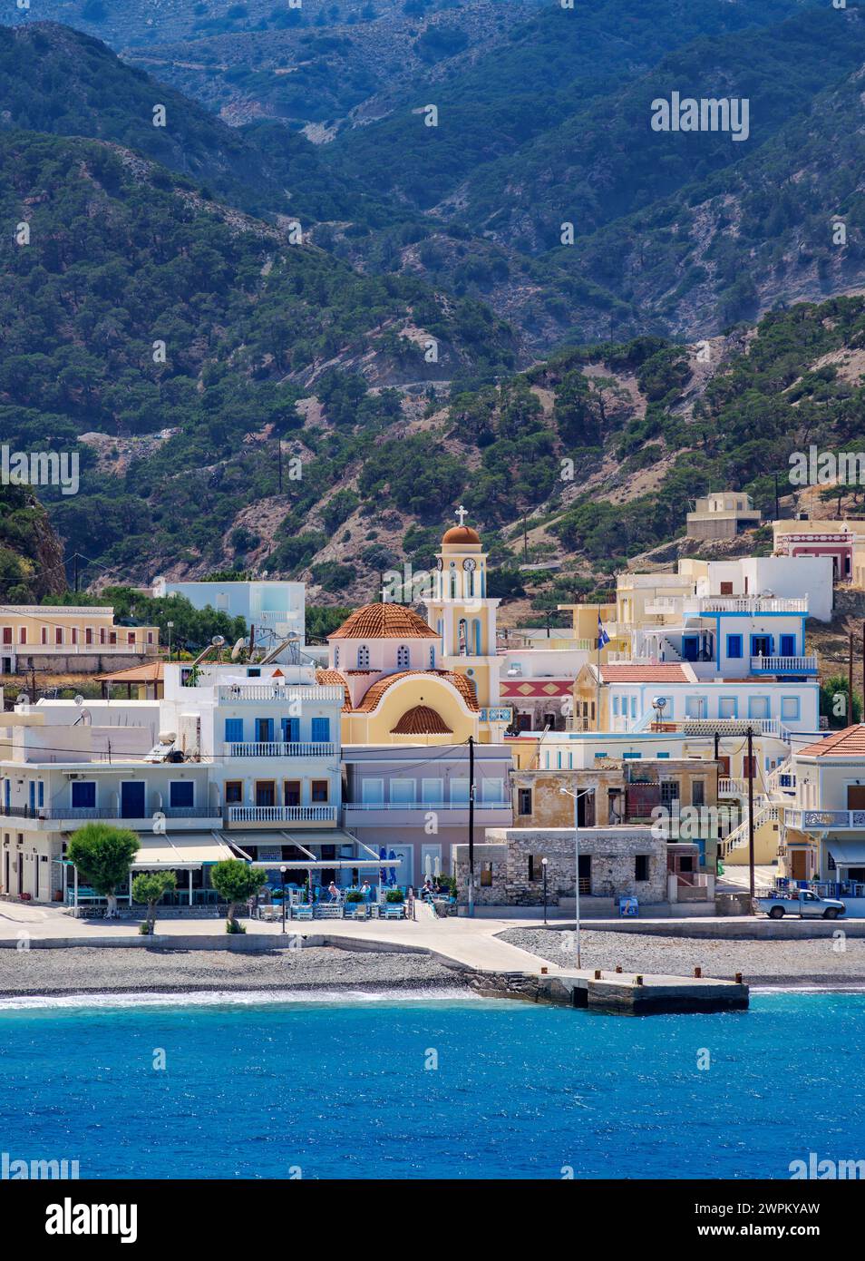 Diafani Village, Karpathos Island, Dodecanese, Greek Islands, Greece, Europe Stock Photo