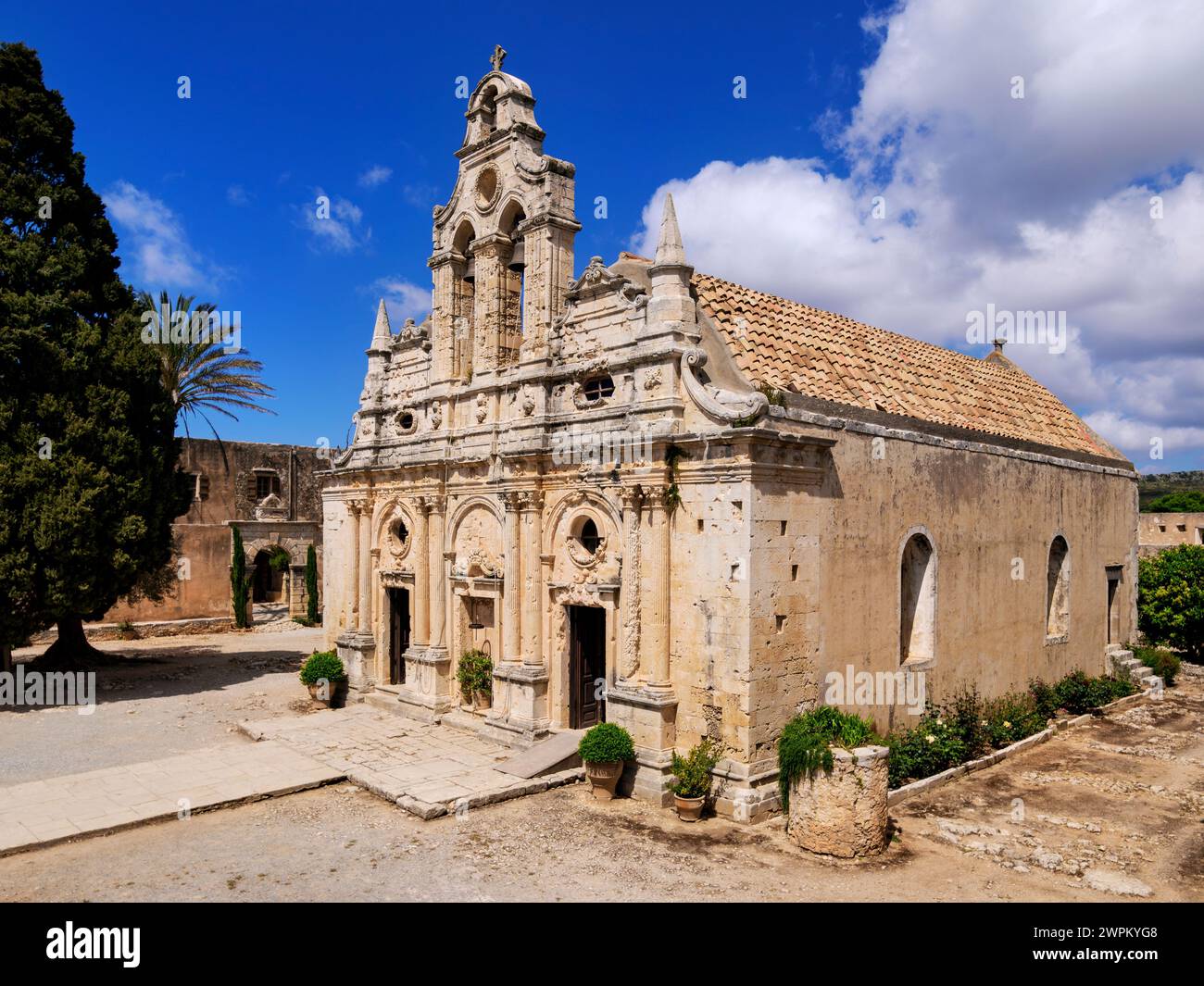 Arkadi Monastery, Rethymno Region, Crete, Greek Islands, Greece, Europe Stock Photo