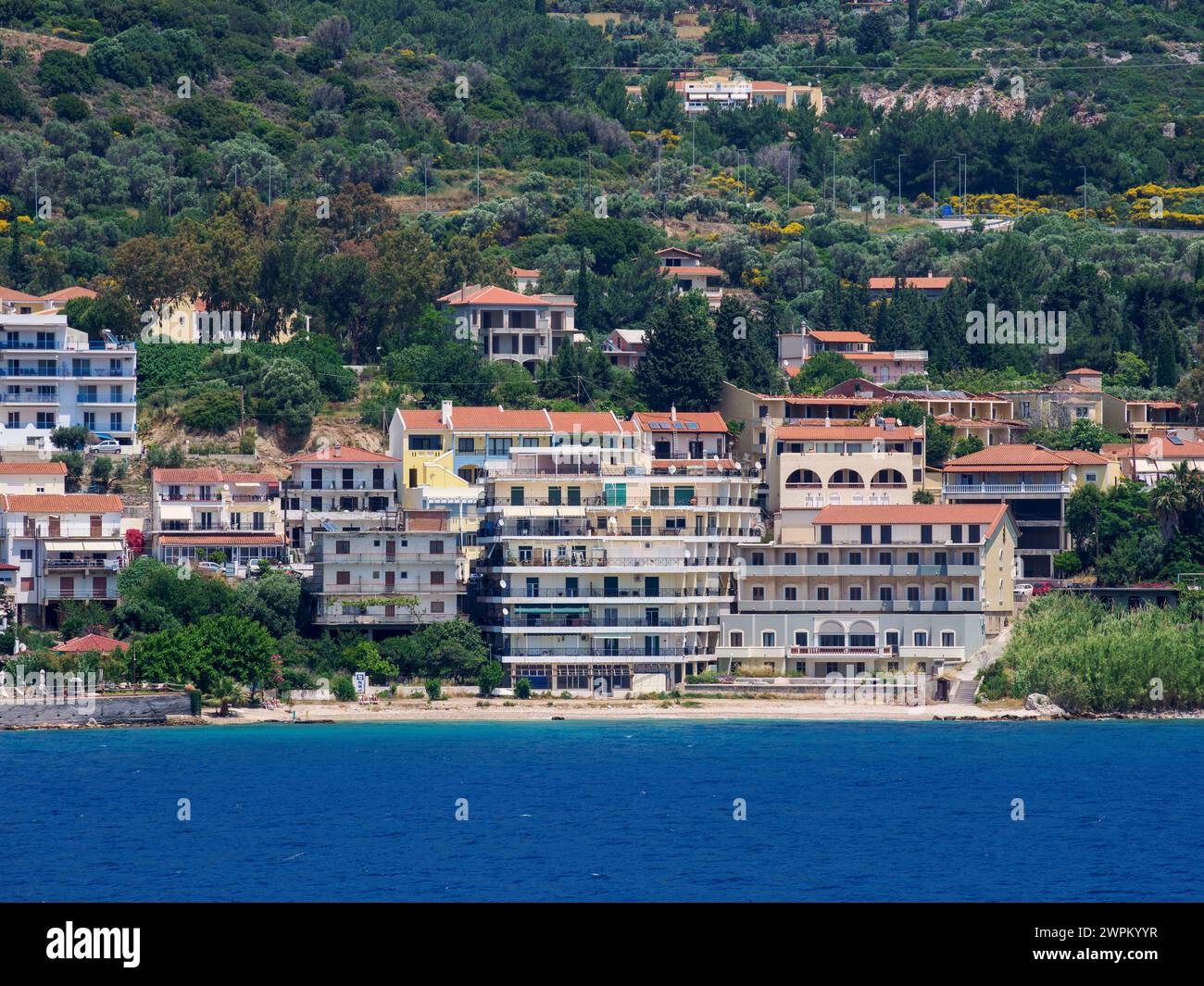 Waterfront of Samos Town, Samos Island, North Aegean, Greek Islands, Greece, Europe Stock Photo
