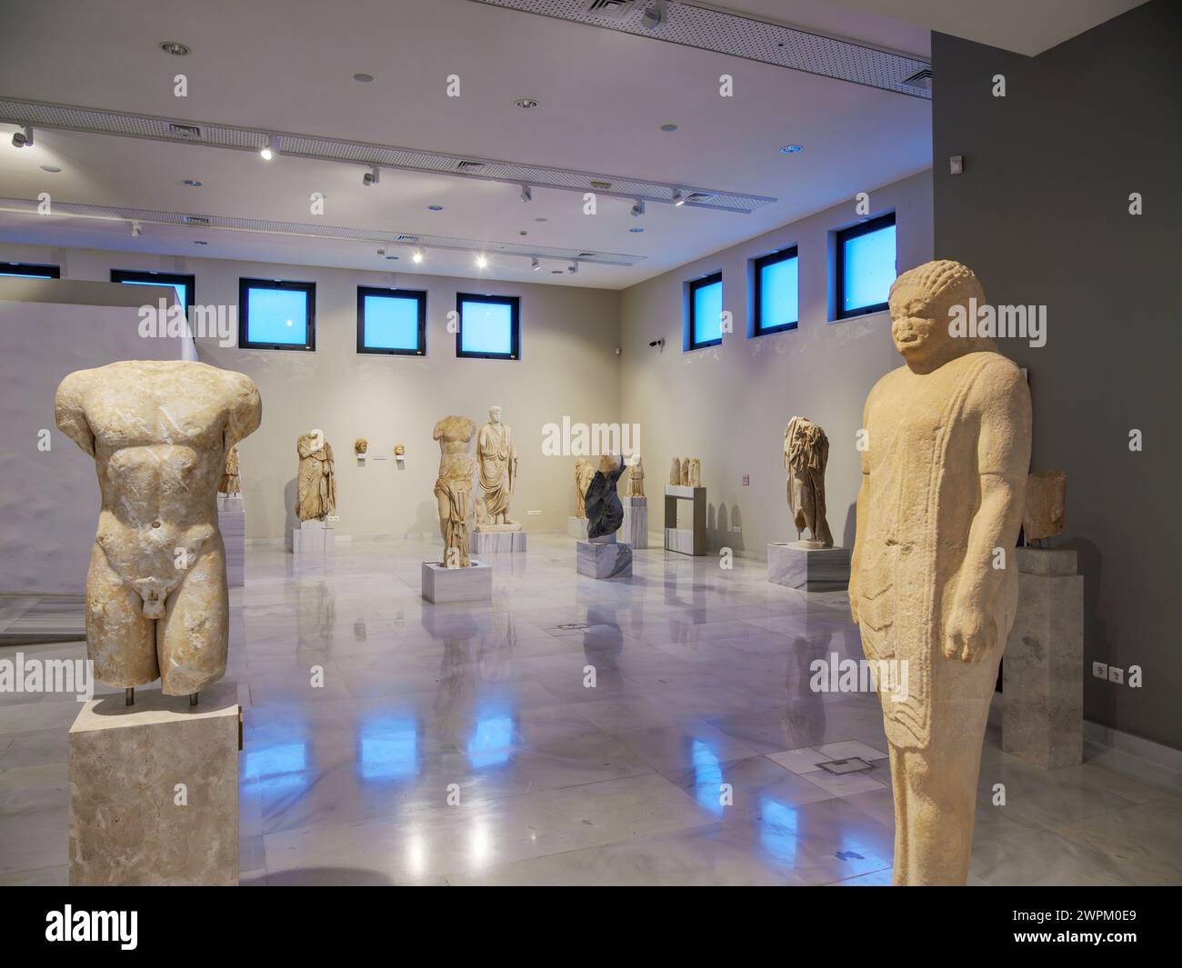 Sculptures at the Archaeological Museum, interior, Pythagoreio, Samos Island, North Aegean, Greek Islands, Greece, Europe Stock Photo