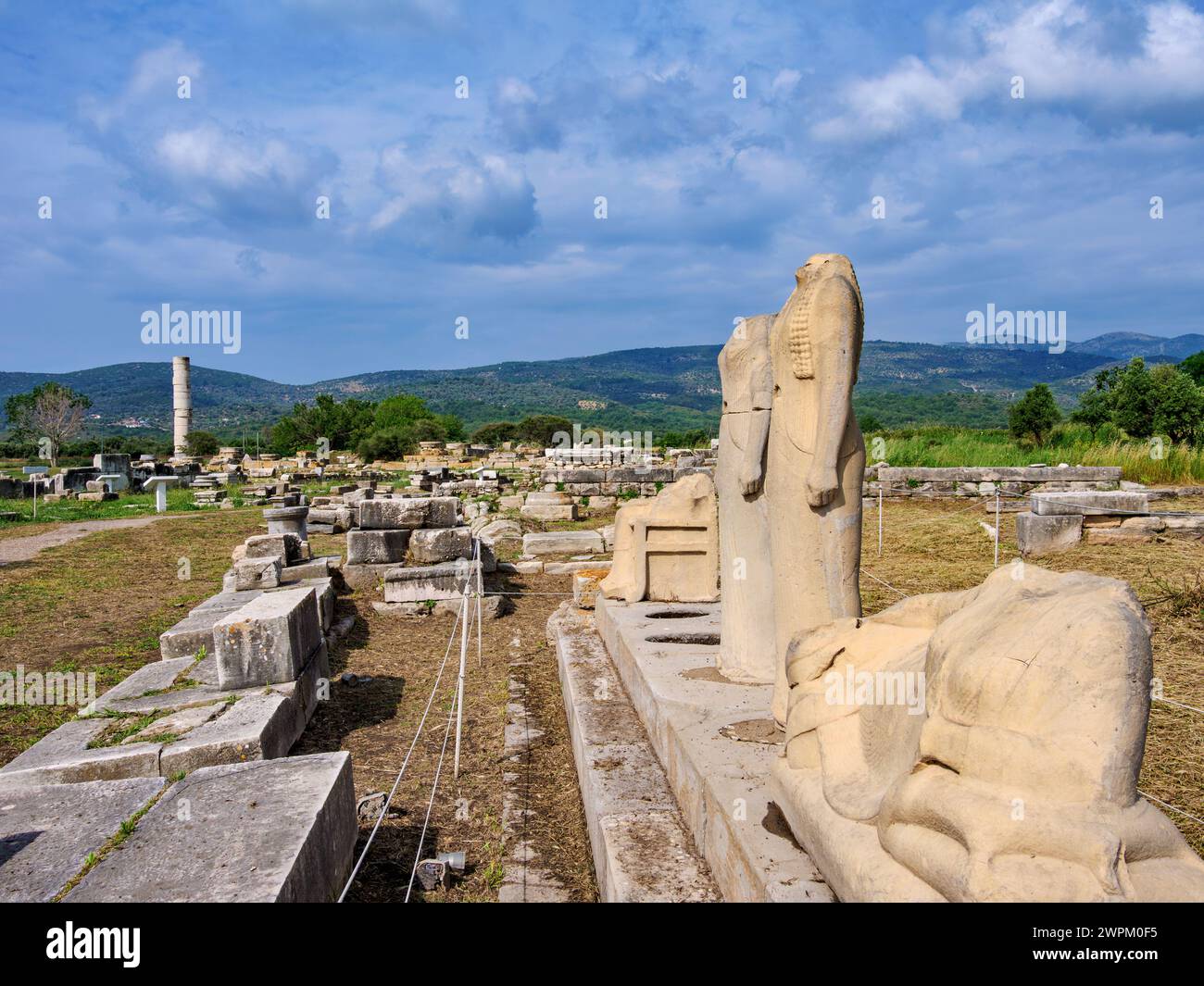Sculptures of The Geneleos Group, Sacred Way, Heraion of Samos, UNESCO World Heritage Site, Ireo, Samos Island, North Aegean, Greek Islands, Greece Stock Photo