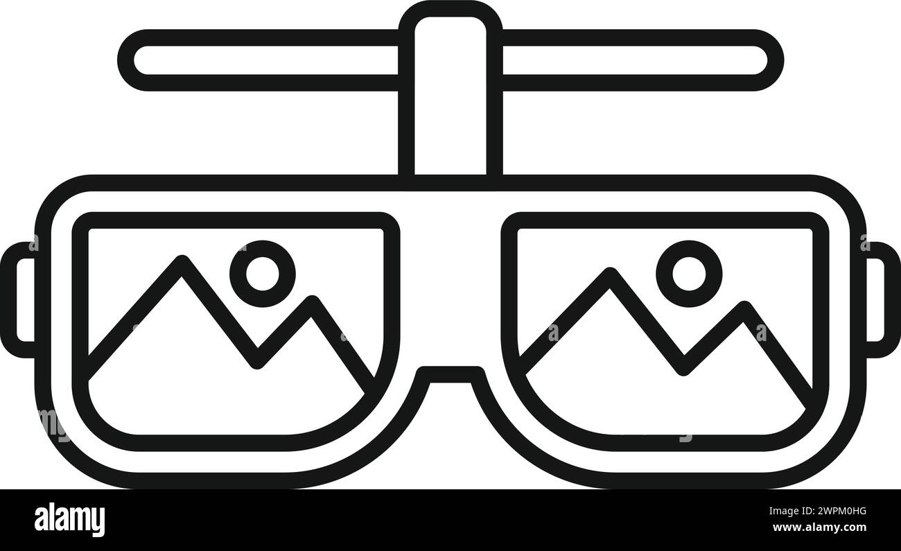 Vr googles icon outline vector. Minimal control design. App museum camera Stock Vector
