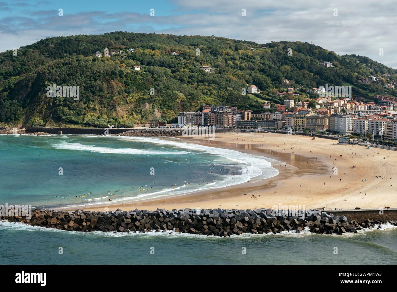 Zurriola Beach, Donostia, San Sebastian, Gipuzkoa, Basque Country, Spain, Europe Stock Photo
