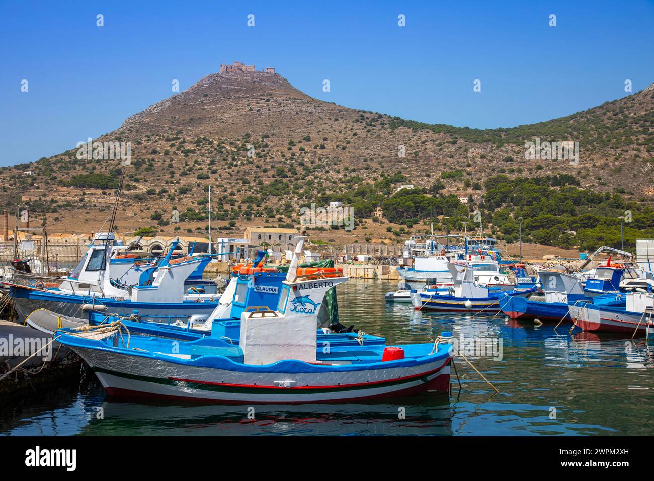 Fishing boats, Favignana, Aegadian Islands, province of Trapani, Sicily, Italy, Mediterranean, Europe Copyright: JohnxGuidi 1237-657 Stock Photo