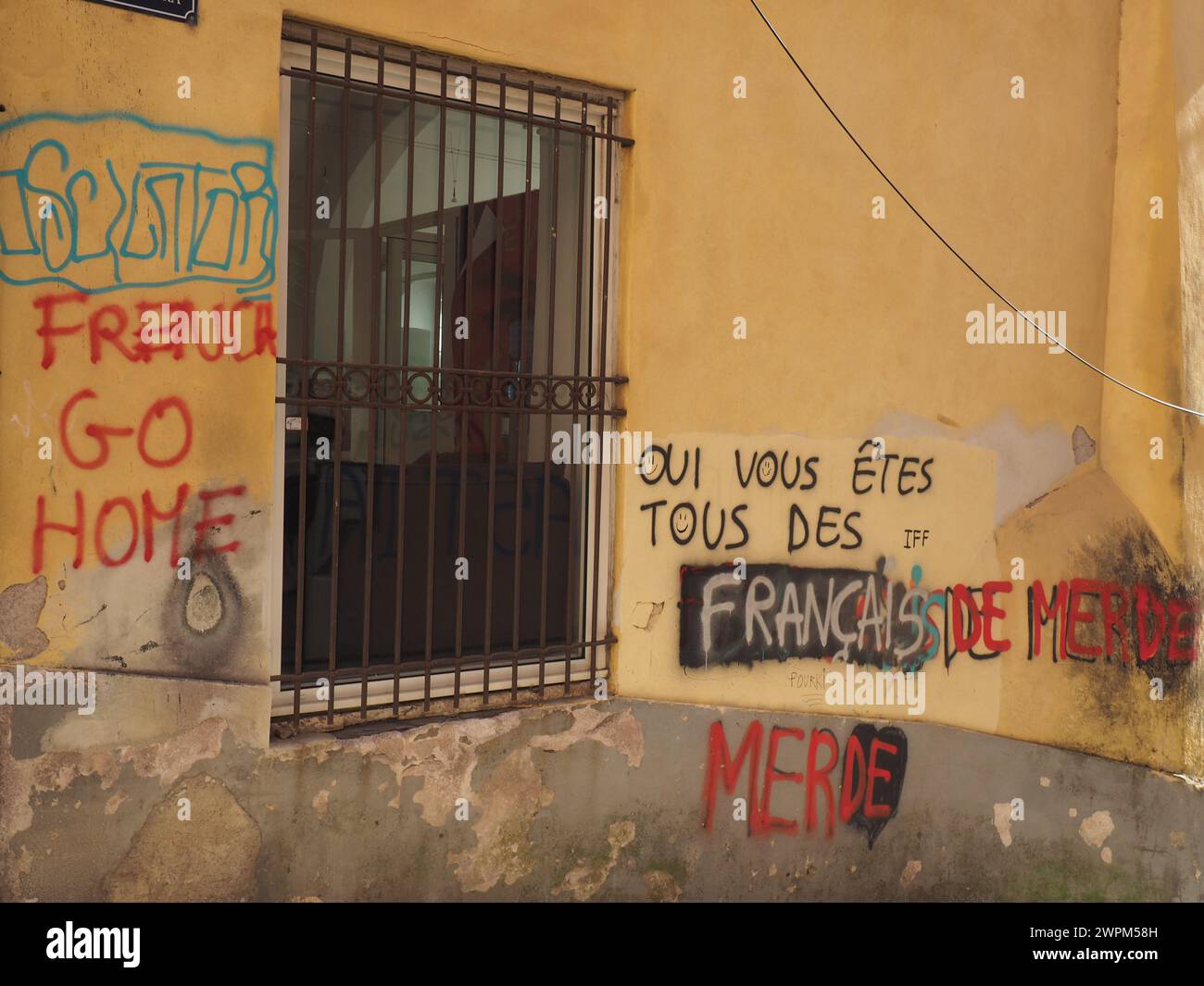 Bastia France 24th Feb 2024 Anti French Slogans Can Be Read On bastia-france-24th-feb-2024-anti-french-slogans-can-be-read-on