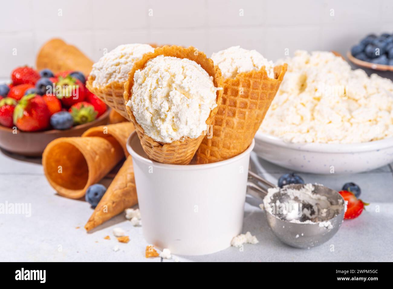 Cottage cheese ice cream, trendy white cottage cheese vanilla ice cream
