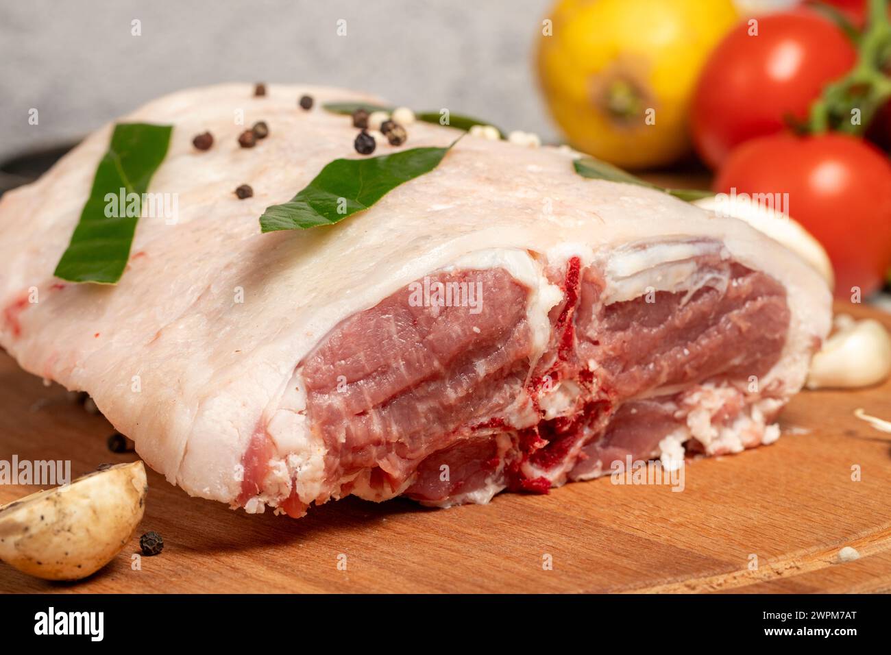 Boneless lamb back meat. Butcher products. Lamb back fillet meat on ...