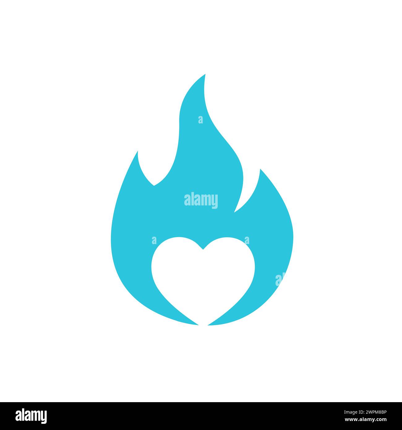 Fireheart, icon on white background. From blue icon set. Stock Vector