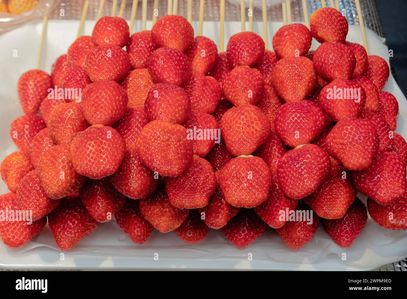 Fresh strawberries at the Kuromon Ichiba Market, Osaka, Japan Stock
