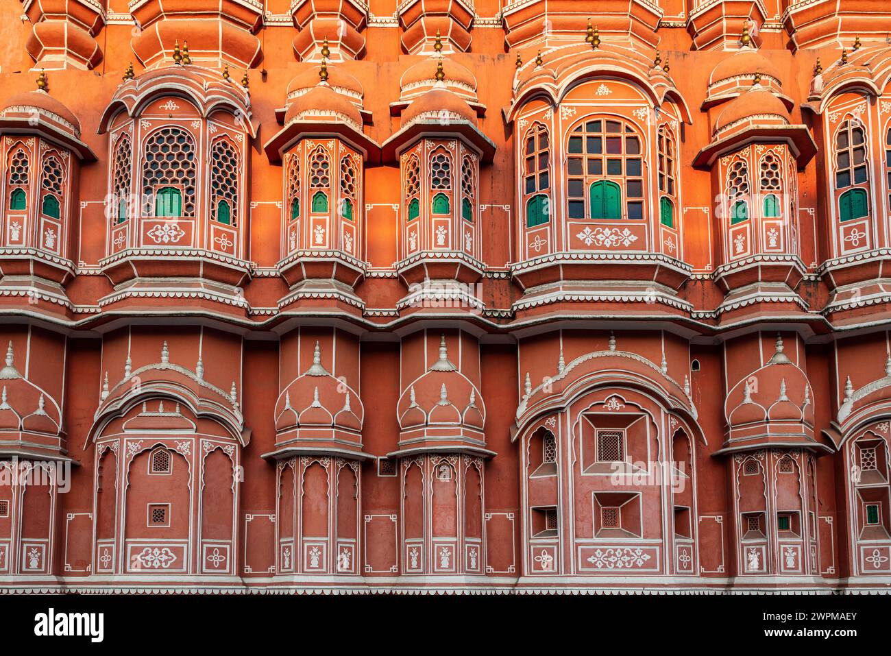 Jaipur, India 16 February 2024. Hawa Mahal is a palace built from red and pink sandstone with exterior inspired by honeycomb and intricate latticework Stock Photo