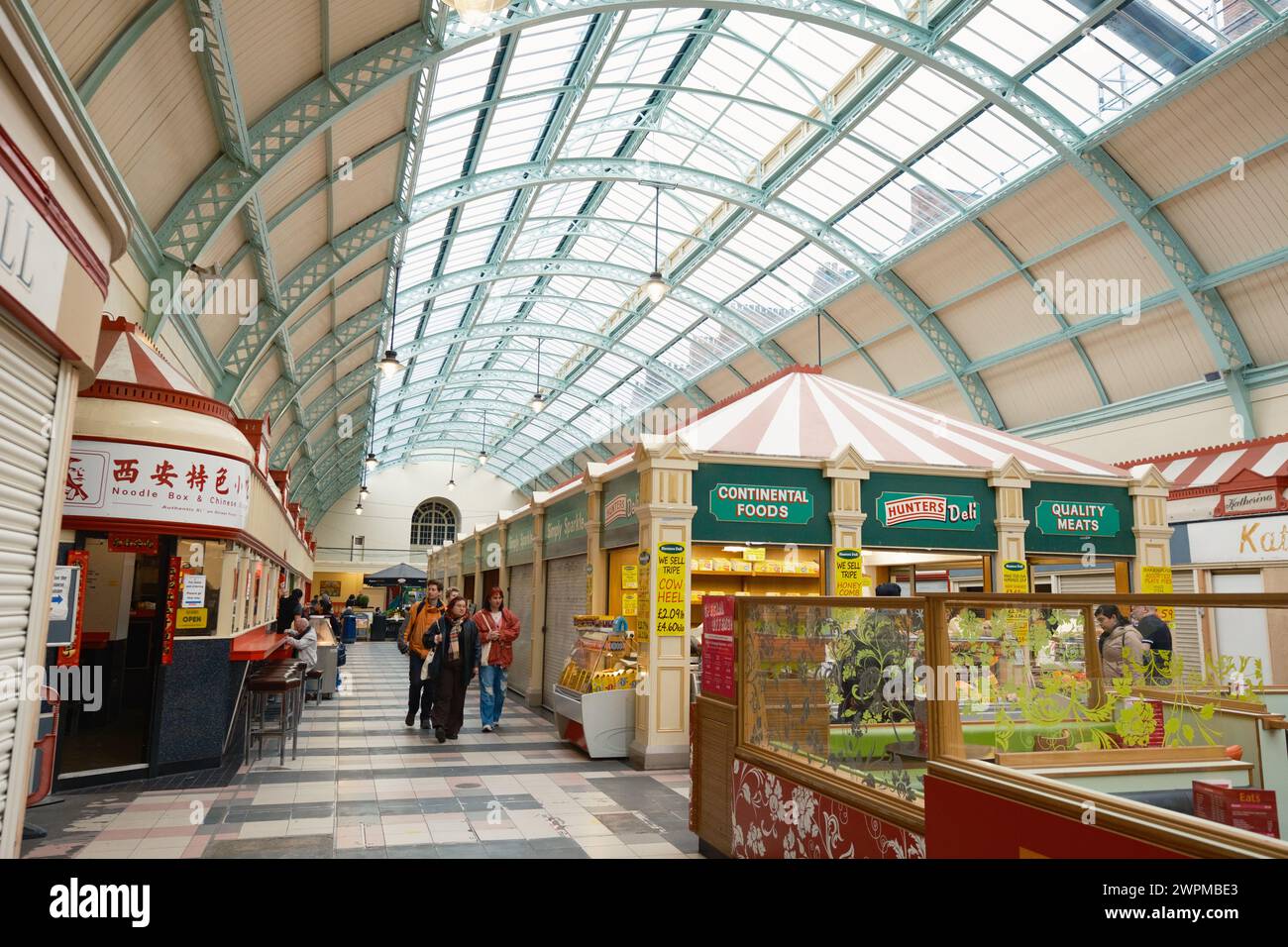 Newcastle upon Tyne UK:19th Feb 2024: Quiet Grainger market with closed shops Stock Photo
