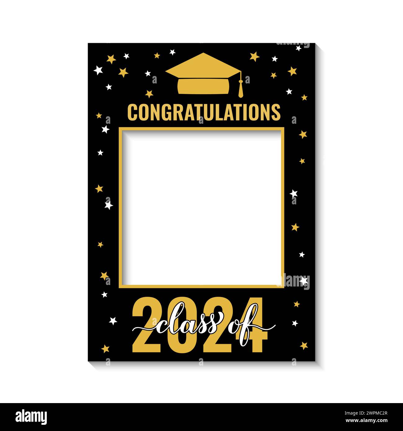Class of 2024 photo booth frame isolated on white. Graduation party