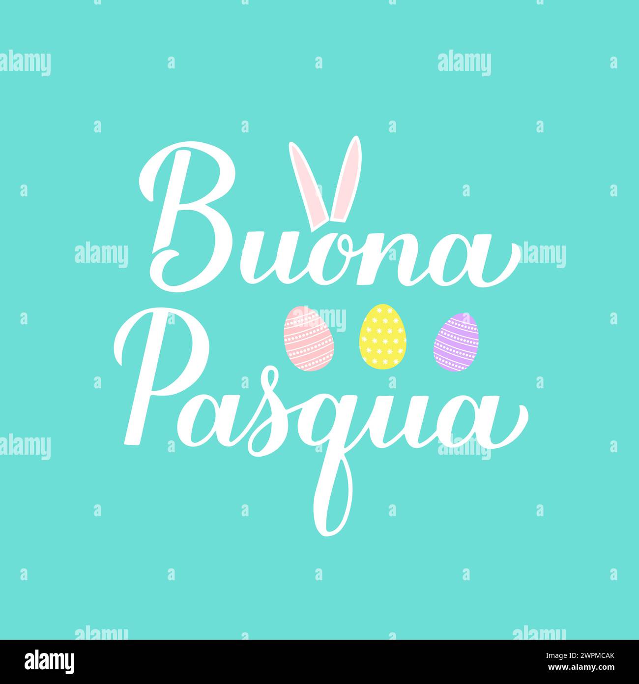 Happy Easter calligraphy hand lettering in Italian language isolated on white. Easter