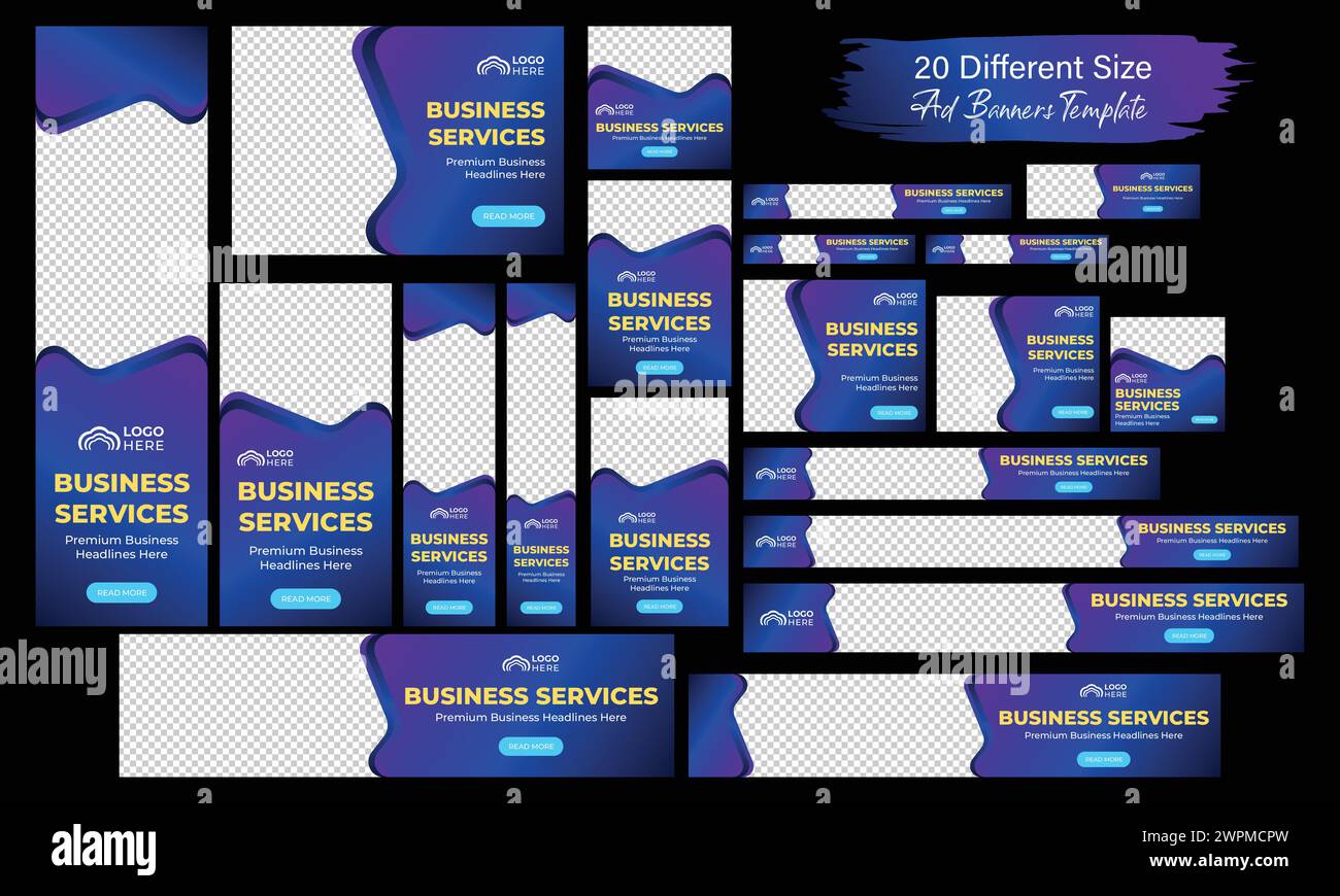 Modern web header banner template. horizontal and vertical web ads