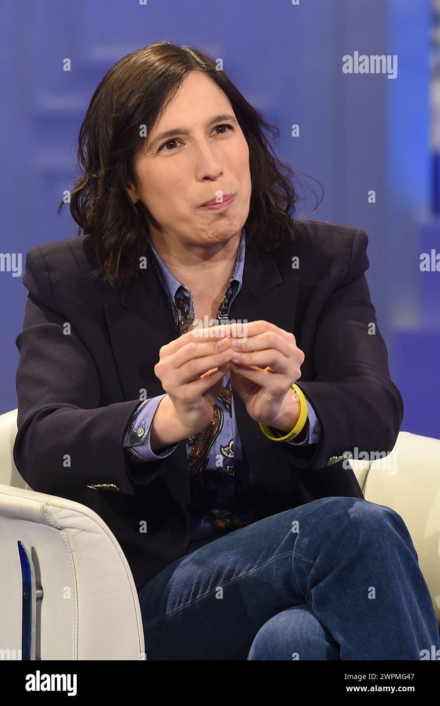 Rome, Italy. March 5, 2024; Elly Schlein attends TV Broadcast Porta a