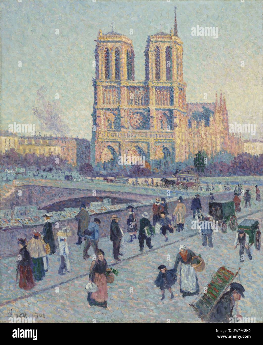 The Quai Saint-Michel and Notre-Dame is a 1901 oil on canvas painting by the French artist Maximilien Luce Stock Photo