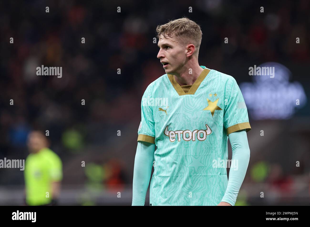 Milan, Italy, 07st Mar, 2024. David Zima during the match between Milan and Slavia Prague for UEFA Europa League at Giuseppe Meazza stadium, Milan. Cr Stock Photo