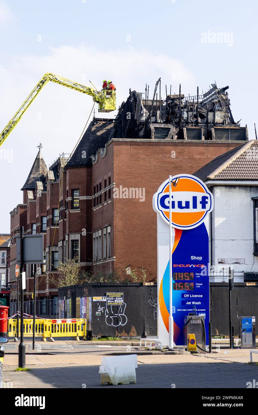 8 March 2024 - Forest Gate Police Station building on Romford Road after the fire on the 6th March, Newham, London, England Stock Photo
