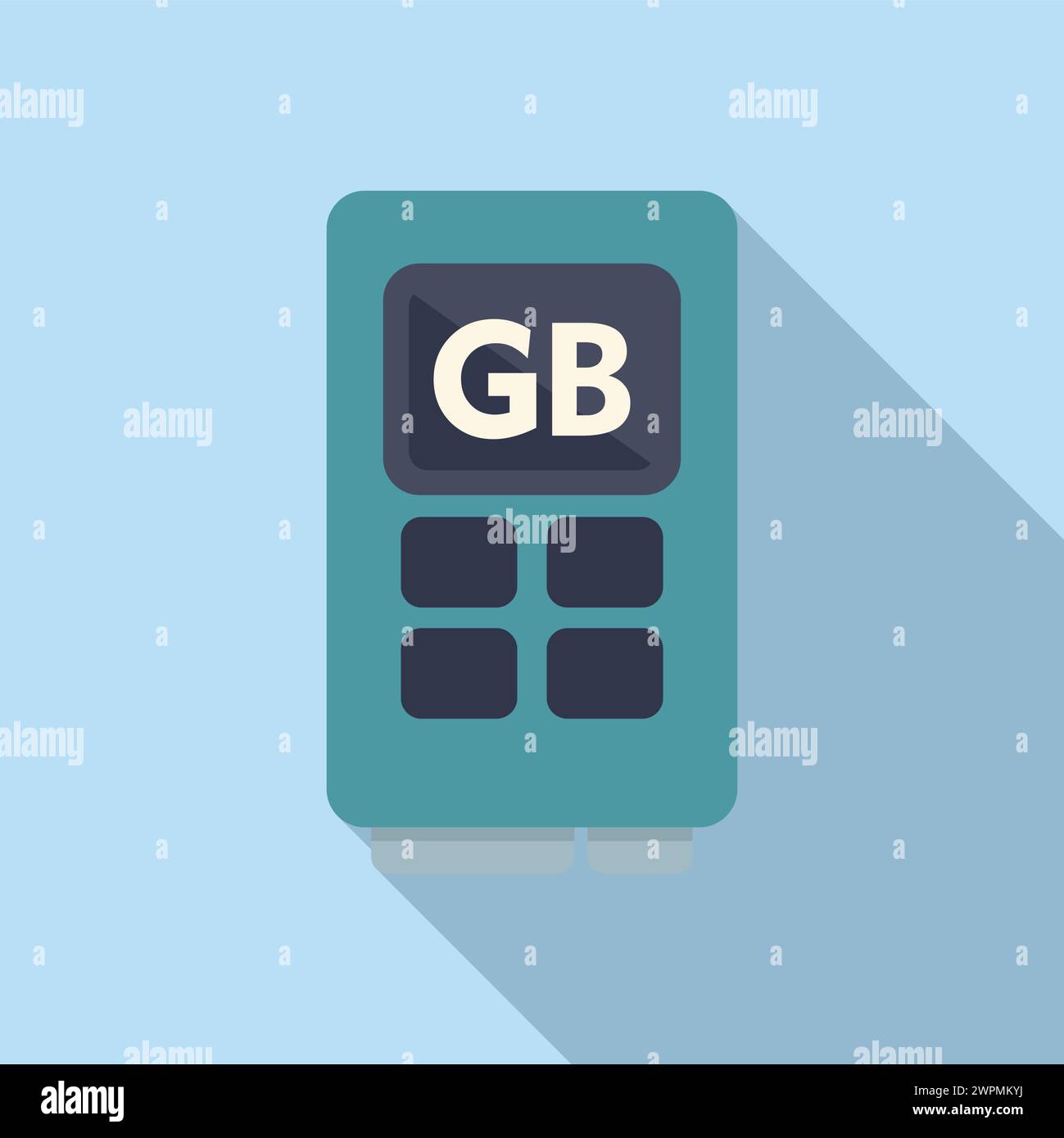 Gb memory board icon flat vector. Solid machine. Computer disk device Stock Vector