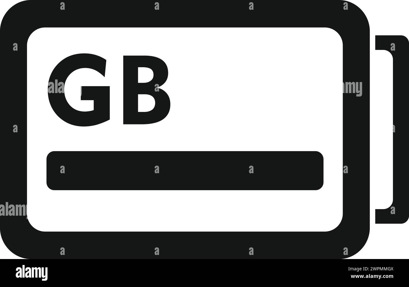 GB memory board icon simple vector. Focus solid machine. Card equipment Stock Vector