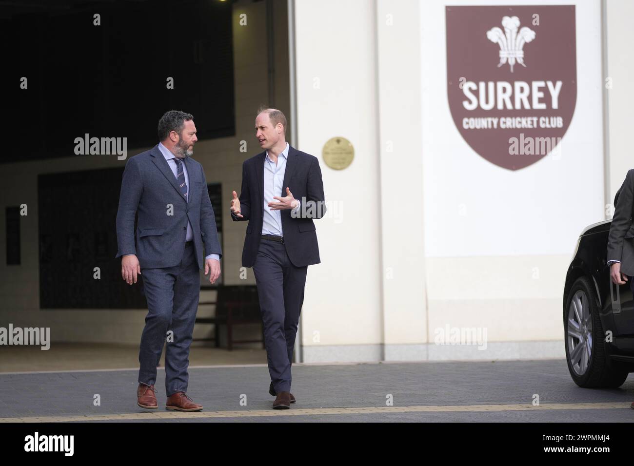 Prince William, left, with Oliver Slipper, Chair of Surrey County