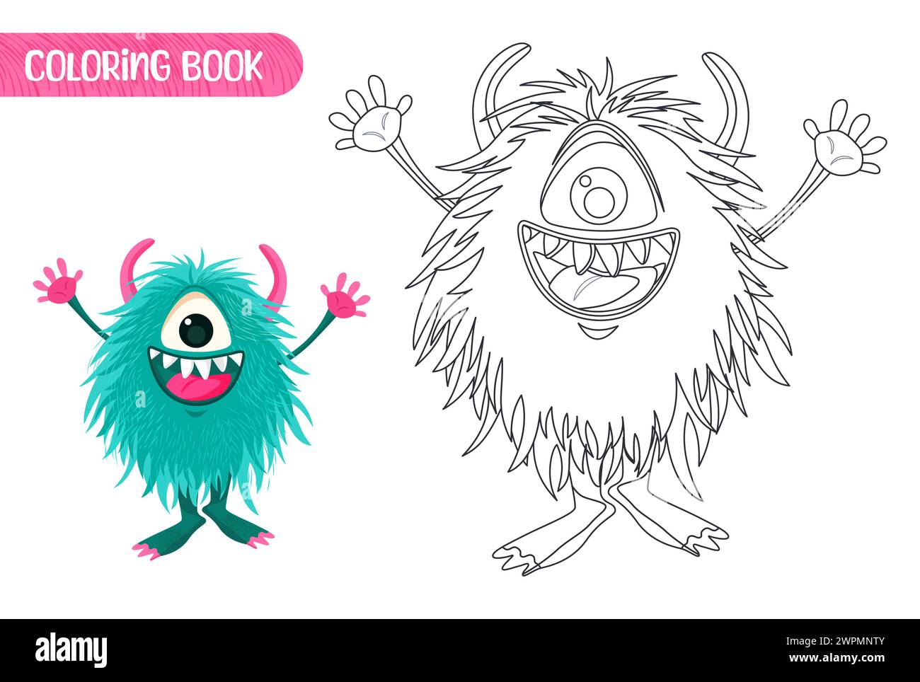 Coloring book for kids. Cute funny monster. Stock Vector