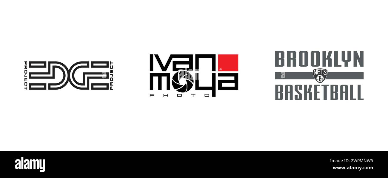 Ivan Moya, EDGE Project Design GmbH, Brooklyn Basketball. Editorial vector logo collection. Stock Vector
