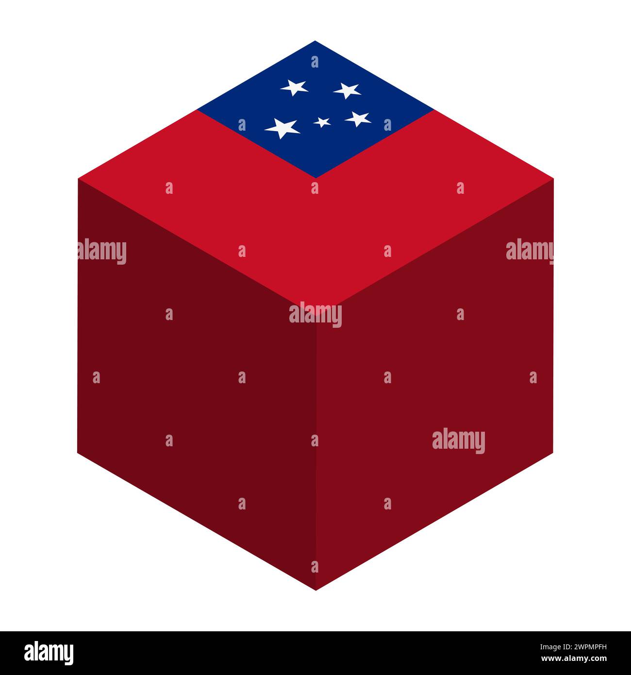 Samoa flag - isometric 3D cube isolated on white background. Vector ...