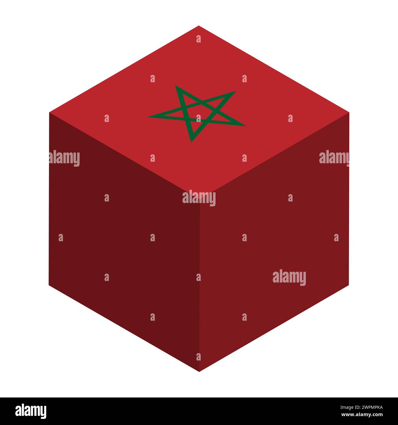 Morocco flag - isometric 3D cube isolated on white background. Vector object. Stock Vector