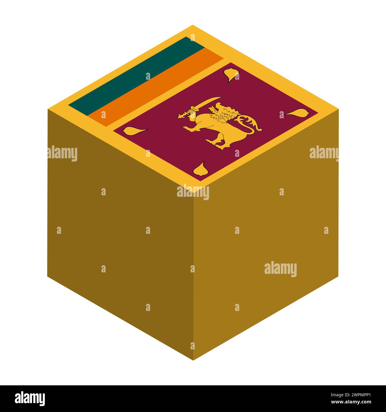 Sri Lanka flag - isometric 3D cube isolated on white background. Vector ...