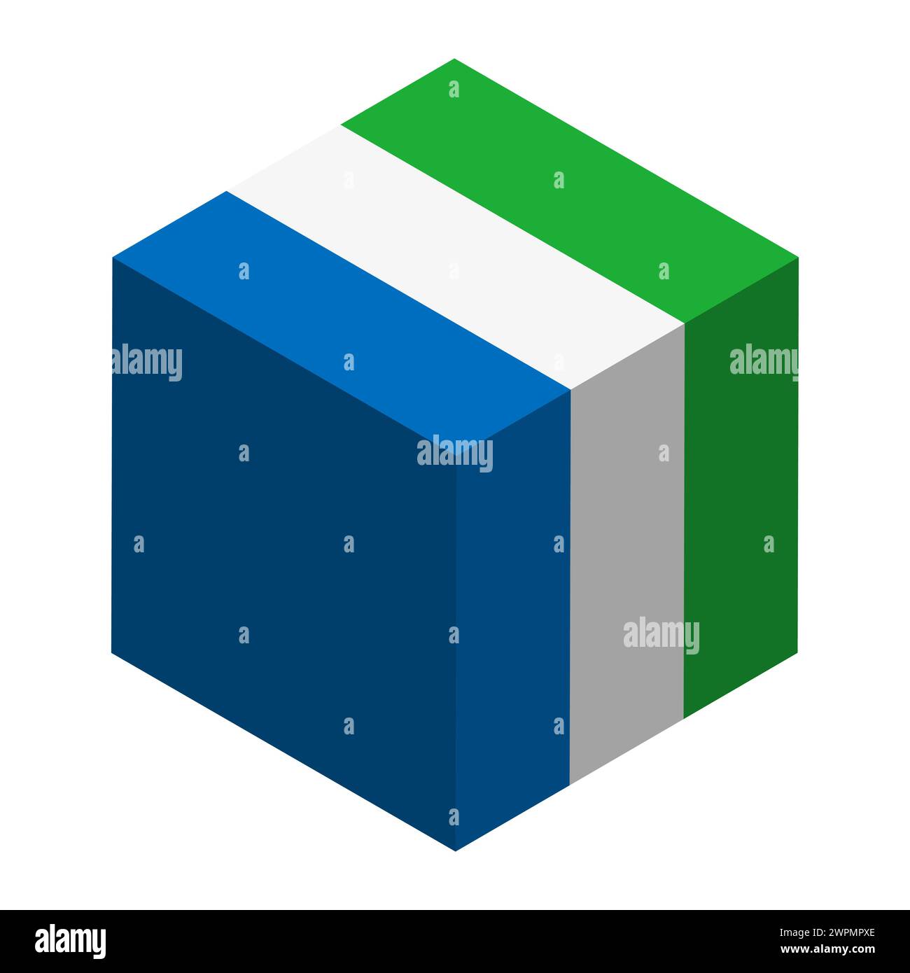 Sierra Leone flag - isometric 3D cube isolated on white background. Vector object. Stock Vector