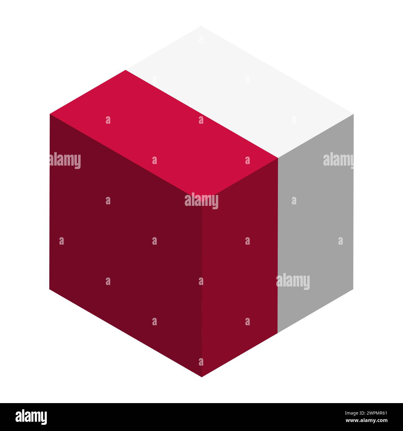Poland flag - isometric 3D cube isolated on white background. Vector object. Stock Vector