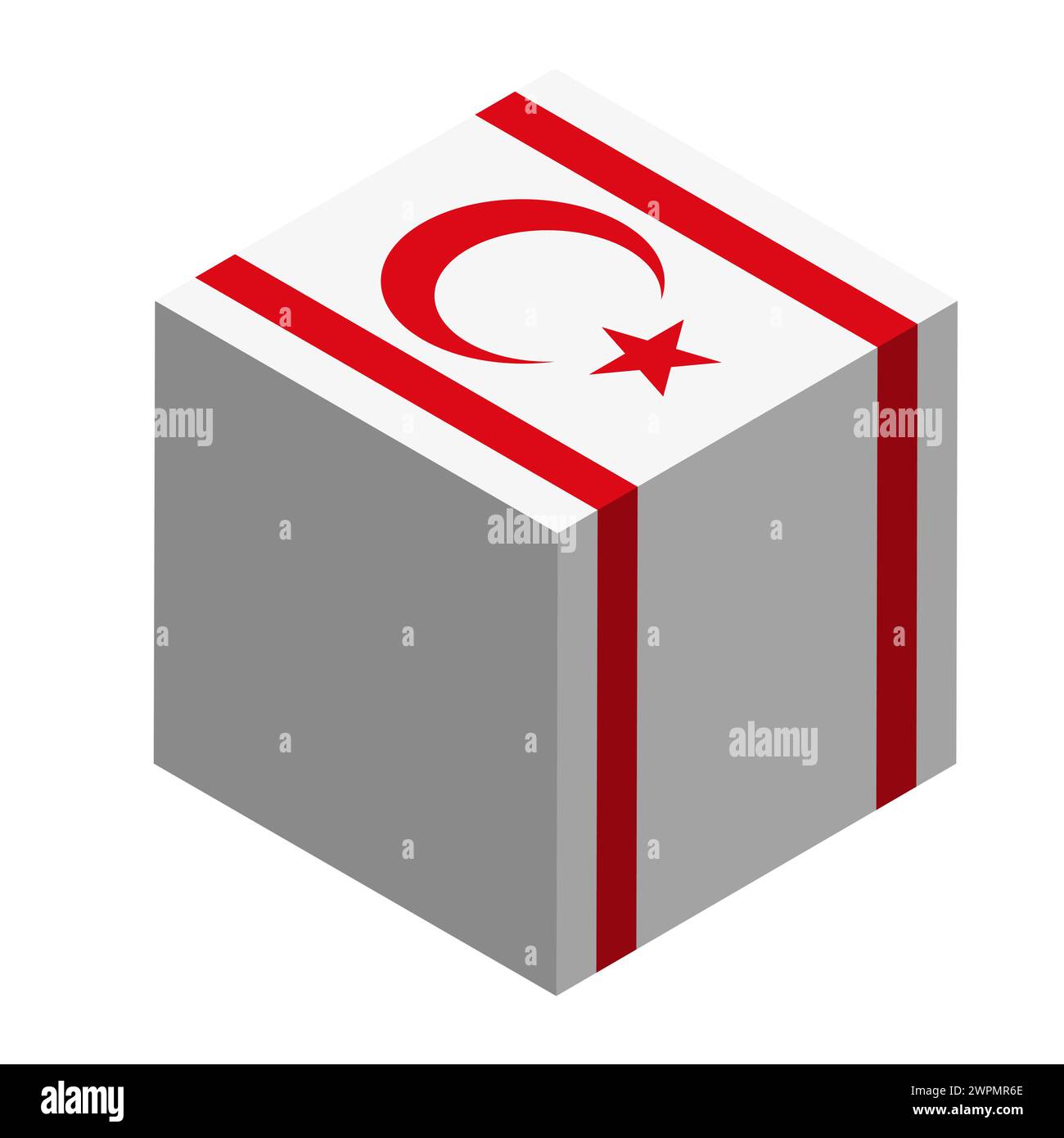 Northern Cyprus flag - isometric 3D cube isolated on white background. Vector object. Stock Vector