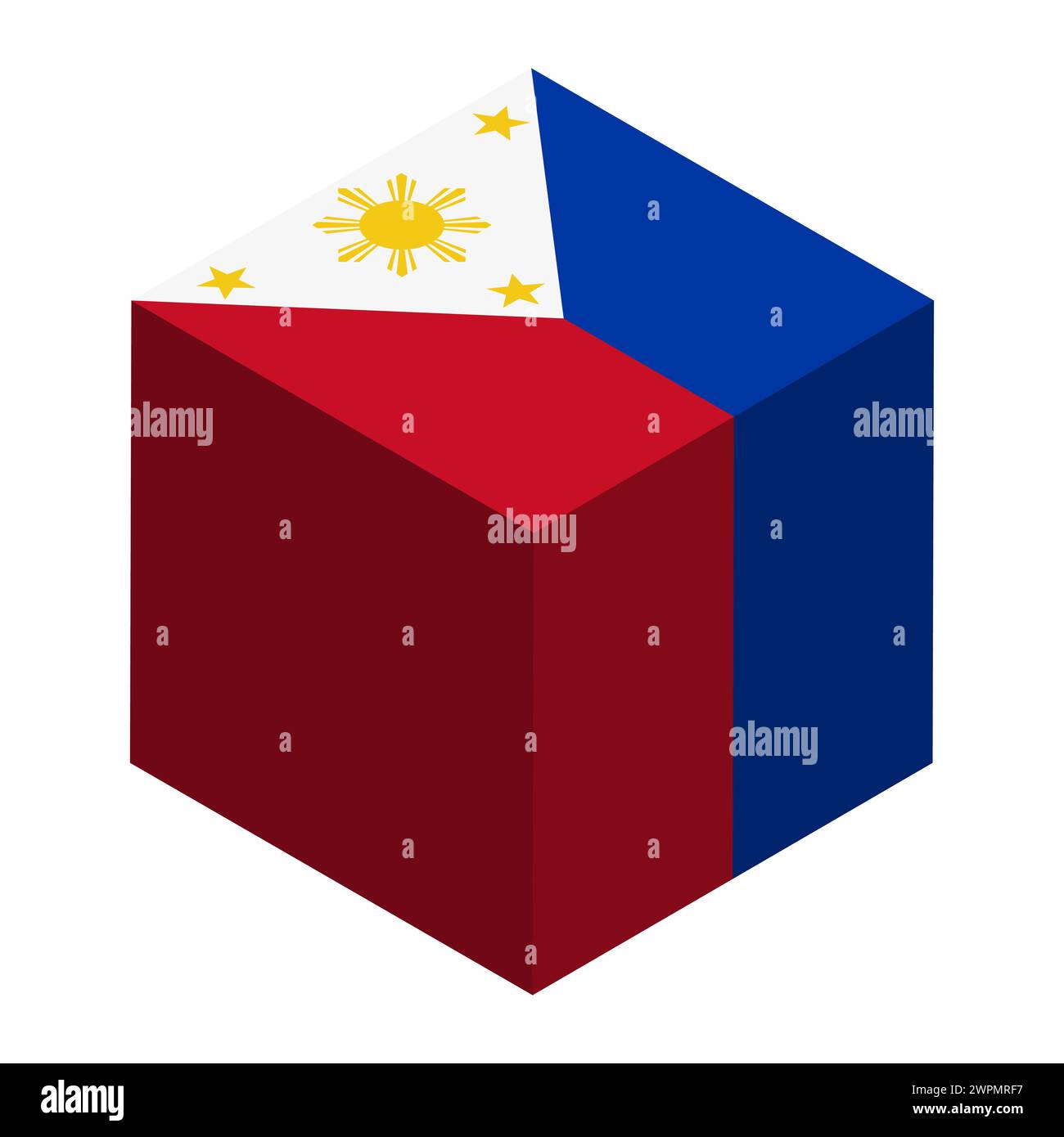 Philippines flag - isometric 3D cube isolated on white background. Vector object. Stock Vector