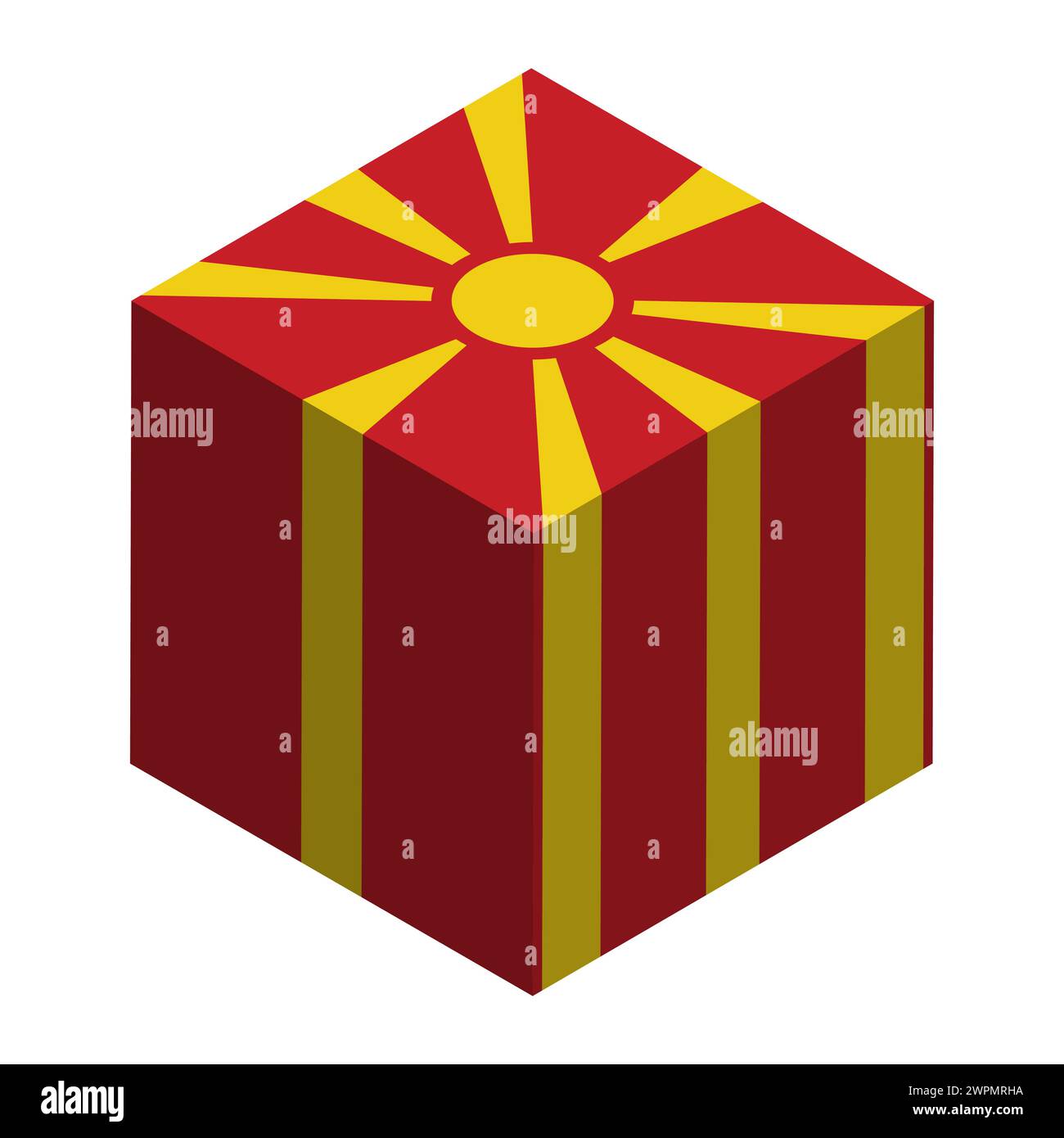 North Macedonia flag - isometric 3D cube isolated on white background ...