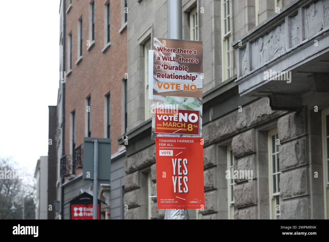 Placards in Dublin, as Ireland holds referenda on the proposed changes ...