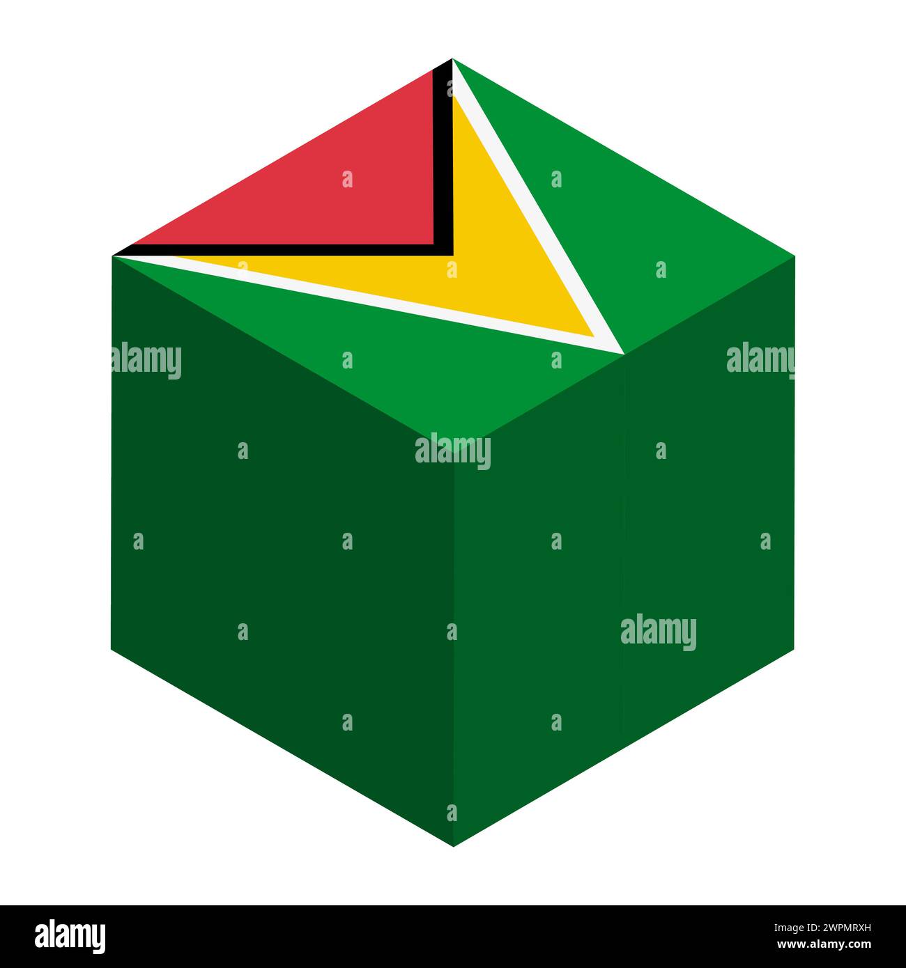 Guyana flag - isometric 3D cube isolated on white background. Vector object. Stock Vector